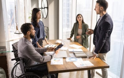 Employee meeting with a human resources representative to discuss a reasonable disability accommodation under the Americans with Disabilities Act (ADA).